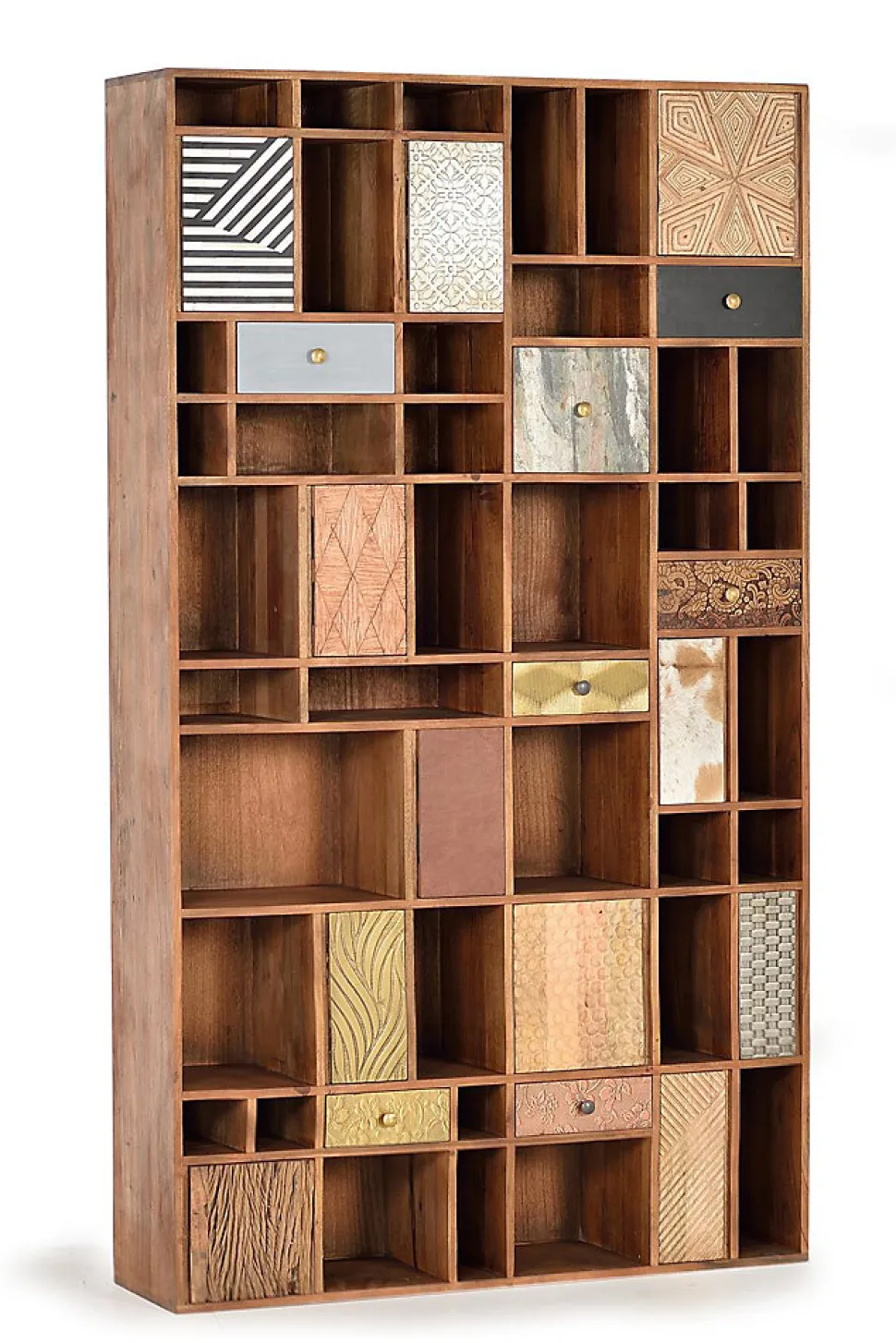Bibliothèque en bois de manguier couleur noyer clair