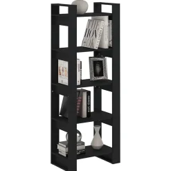 Bibliothèque en bois massif noir 60x35x160 cm - VidaXL
