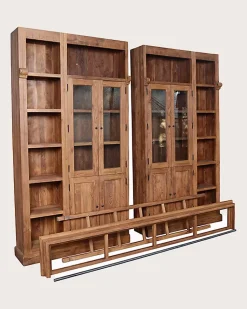 Bibliothèque en bois massif de teck recyclé 250 cm - Uniqka