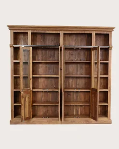 Bibliothèque en bois massif de teck recyclé 250 cm - Uniqka