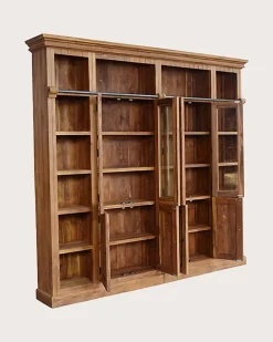 Bibliothèque en bois massif de teck recyclé 250 cm - Uniqka