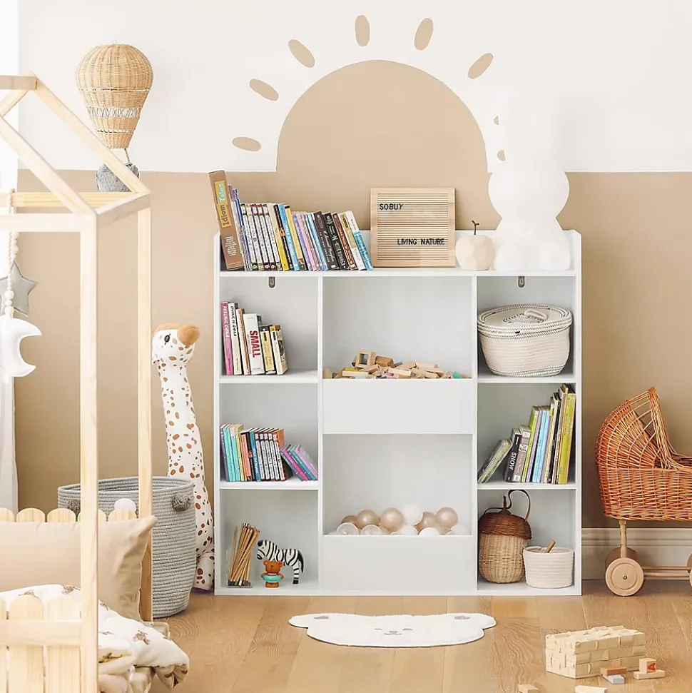 Bibliothèque Enfant 8 Compartiments 106x30x104 cm KMB55-W SoBuy