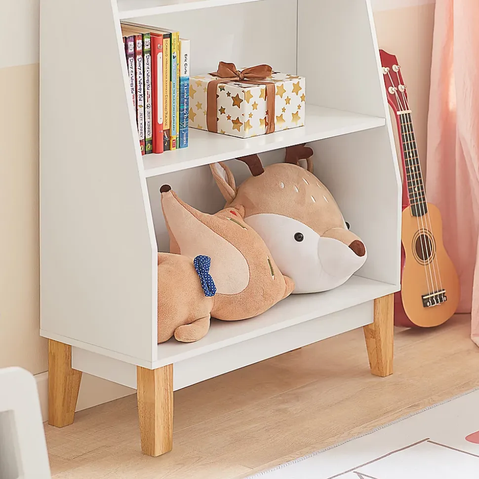 Bibliothèque Enfant 3 Étagères de Rangement pour Livres et Jouets avec Porte-revues Blanc 60x25x80 cm KMB47-W