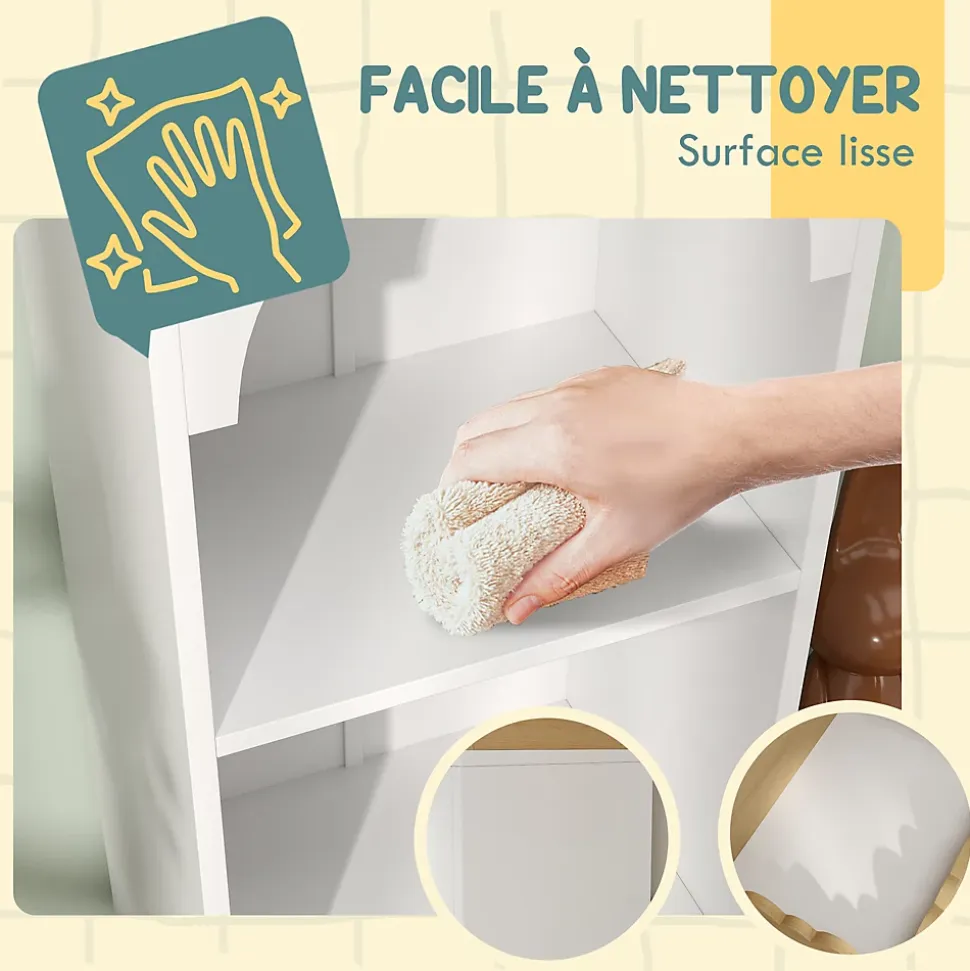 Bibliothèque enfant design nuage - 4 niveaux rangement - bois de pin MDF blanc