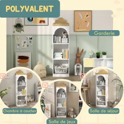 Bibliothèque enfant design nuage - 4 niveaux rangement - bois de pin MDF blanc