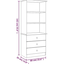 Bibliothèque et tiroirs ALTA blanc 60x35x142 cm bois massif pin vidaXL