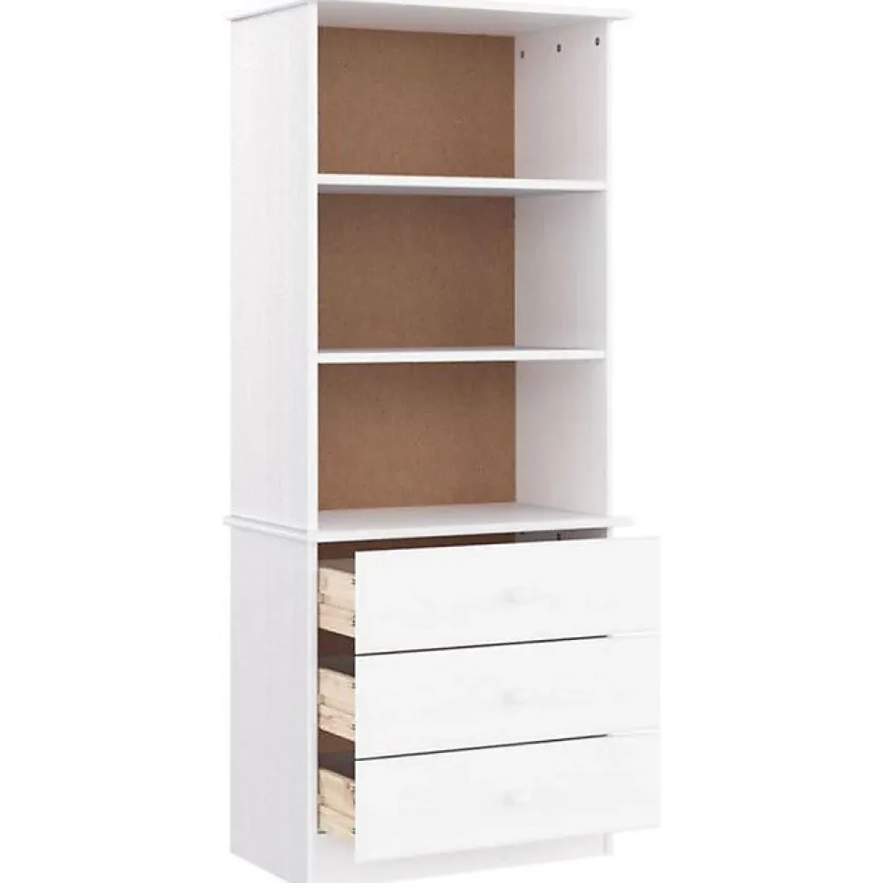 Bibliothèque et tiroirs ALTA blanc 60x35x142 cm bois massif pin vidaXL