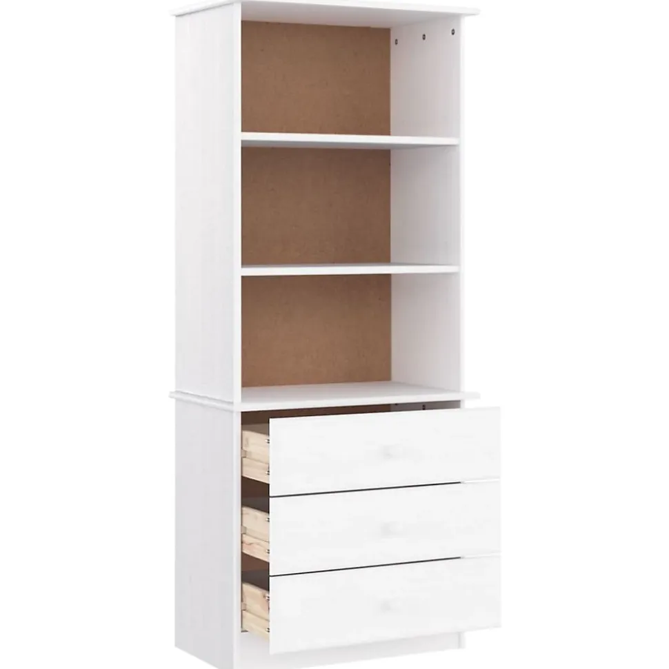 Bibliothèque et tiroirs ALTA blanc 60x35x142 cm bois massif pin vidaXL