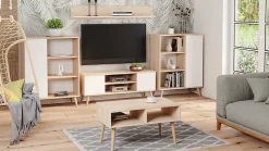 Bibliothèque Fondi sonoma oak - white, Scandinave