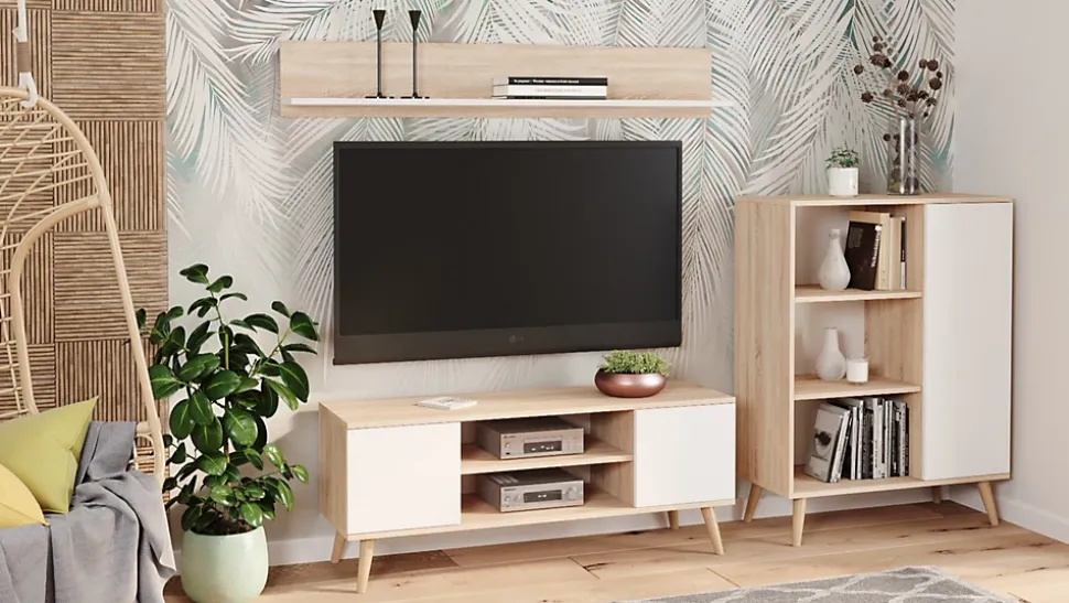 Bibliothèque Fondi sonoma oak - white, Scandinave