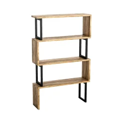 Bibliothèque Haruto, Etagère de bureau, Porte-livre mobile, Librairie, 80x22h128 cm, Noyer