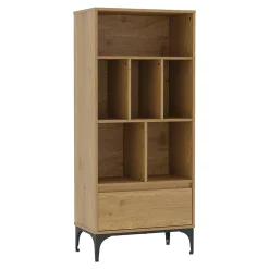Bibliothèque Kistiandi 137 x 60 x 35 cm effet chêne foncé en.casa