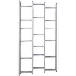 Bibliothèque L.141 cm style paravent gris 18 tablettes - AVALON 8907