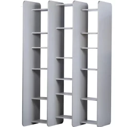 Bibliothèque L.141 cm style paravent gris 18 tablettes - AVALON 8907