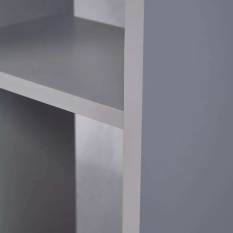 Bibliothèque L.141 cm style paravent gris 18 tablettes - AVALON 8907