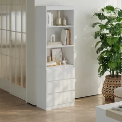 Bibliothèque Les avec 3 tiroirs 180 x 60 x 35 cm blanc en.casa