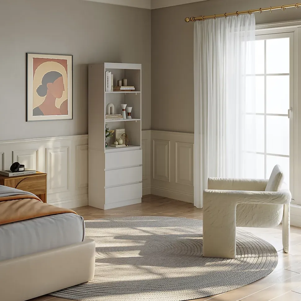Bibliothèque Les avec 3 tiroirs 180 x 60 x 35 cm blanc en.casa