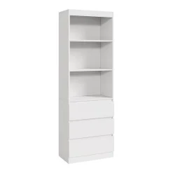 Bibliothèque Les avec 3 tiroirs 180 x 60 x 35 cm blanc en.casa