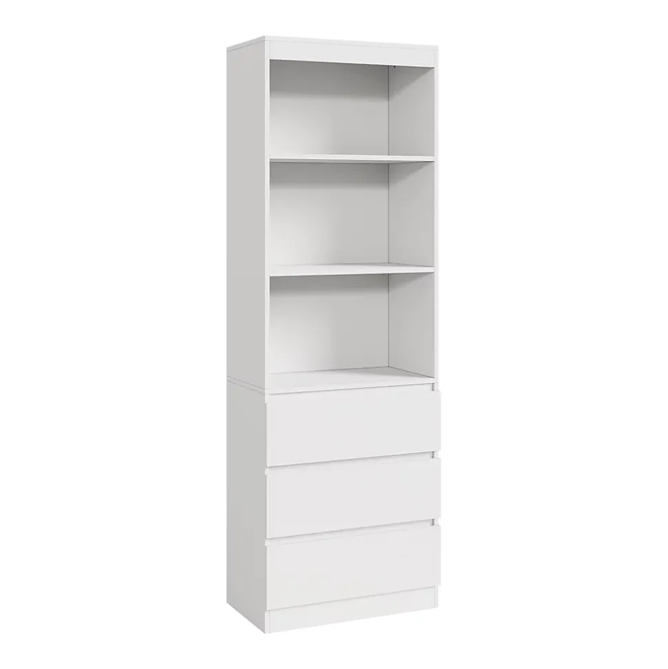 Bibliothèque Les avec 3 tiroirs 180 x 60 x 35 cm blanc en.casa
