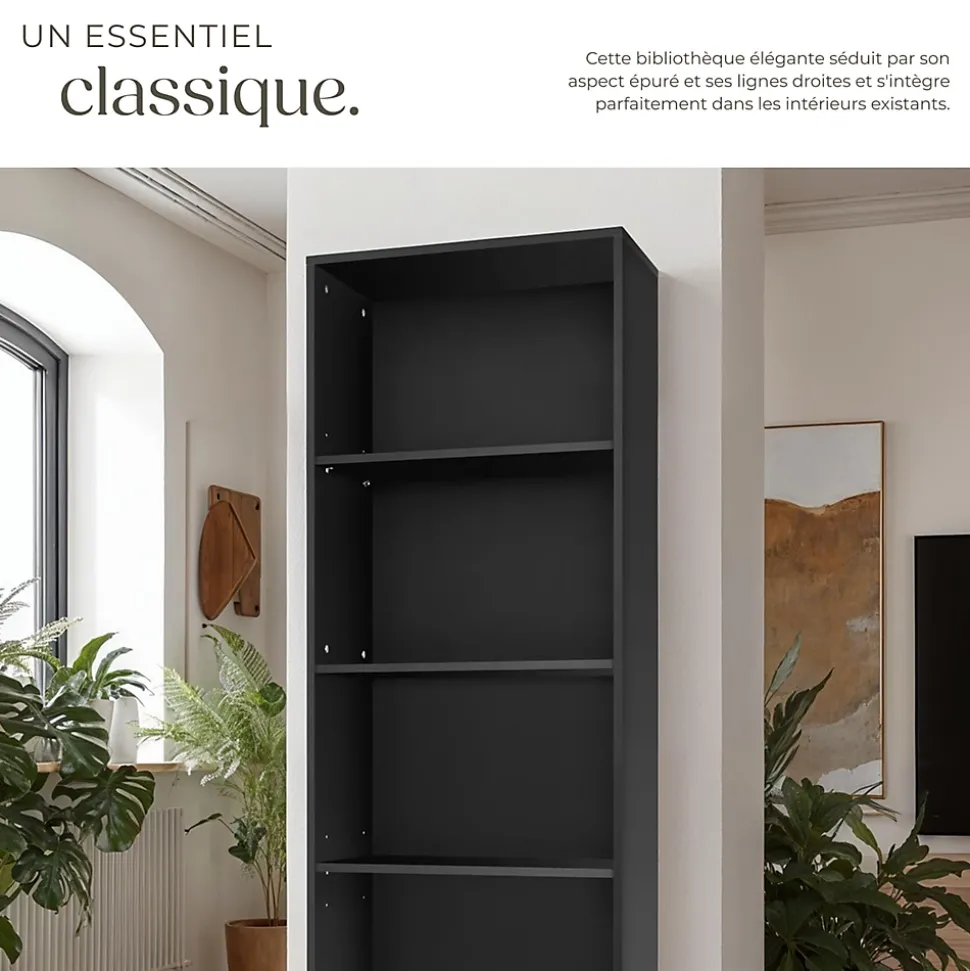 Bibliothèque moderne et fonctionnelle en MDF solide pour une Utilisation polyvalente, avec système anti-basculement