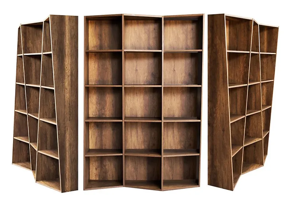 Bibliothèque moderne Trek avec 3 éléments en noyer