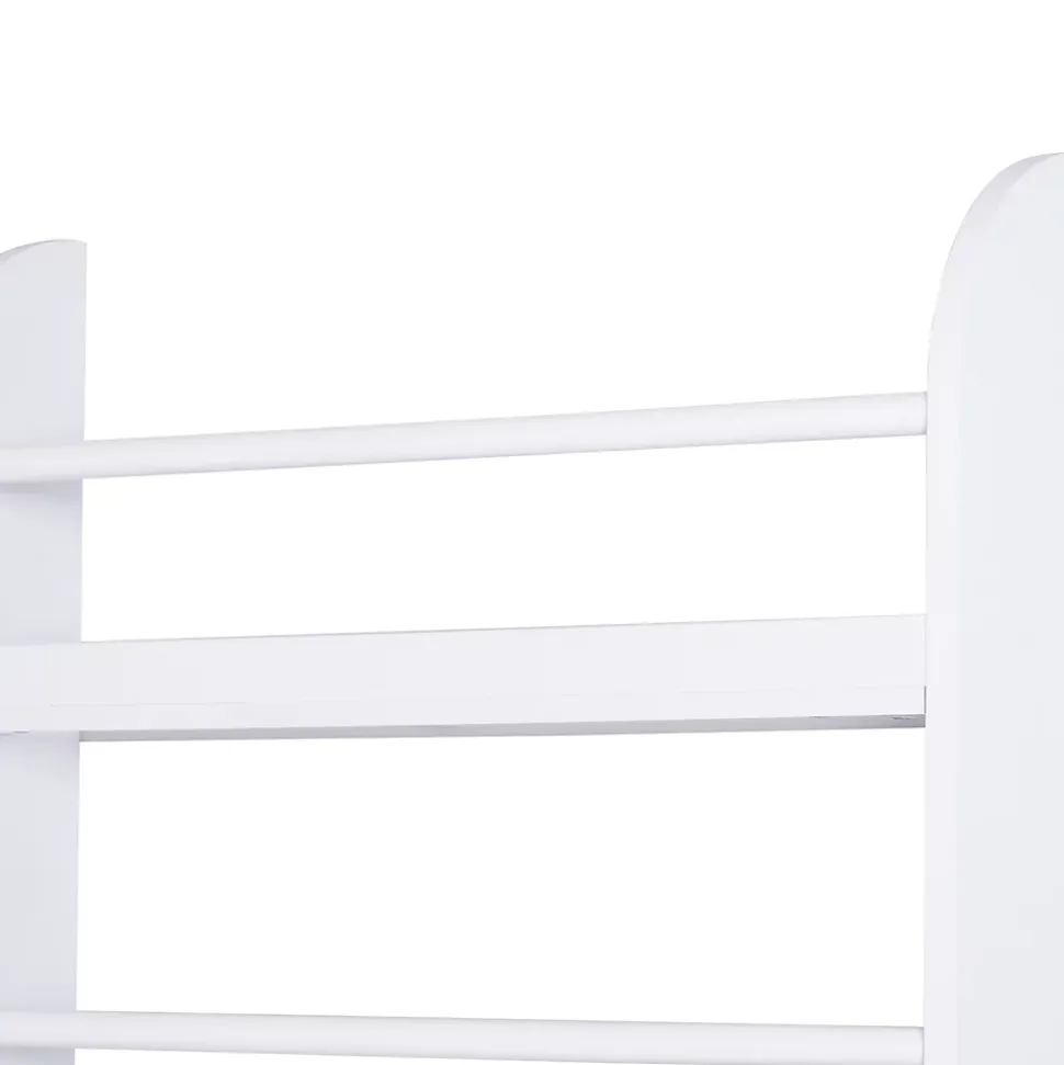 Bibliothèque murale 4 étagères avec barres supports - 59 x 12 x 113 cm - MDF bois blanc