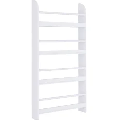 Bibliothèque murale 4 étagères avec barres supports - 59 x 12 x 113 cm - MDF bois blanc