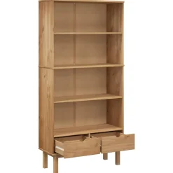 Bibliothèque OTTA avec 2 tiroirs Marron Bois massif pin vidaXL