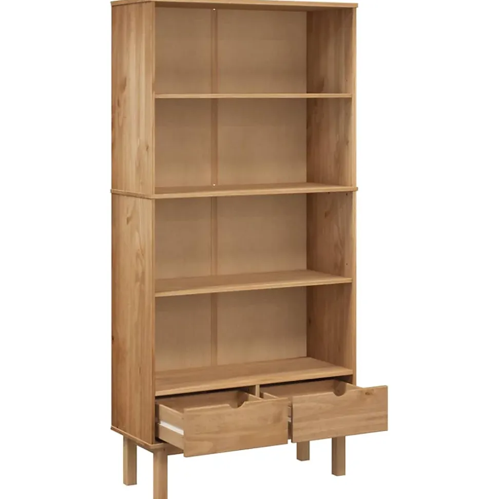 Bibliothèque OTTA avec 2 tiroirs Marron Bois massif pin vidaXL