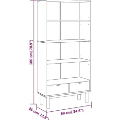 Bibliothèque OTTA avec 2 tiroirs Marron Bois massif pin vidaXL