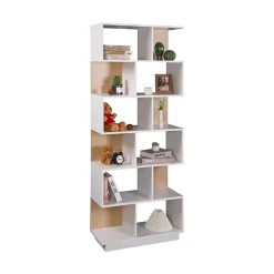 Bibliothèque Rebecca Mobili Silene 180x70x29,5 Aggloméré Blanc Marron Clair Moderne