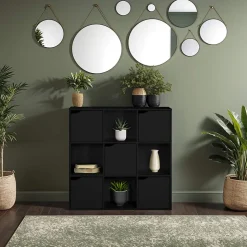 Bibliothèque Rebecca Mobili Kachnar 90x90x30 Aggloméré Noir Moderne
