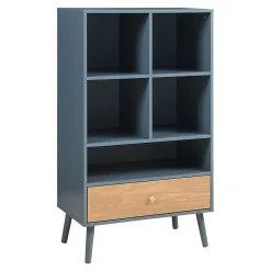 Bibliothèque Reyljand 120 x 70 x 40 cm gris effet chêne en.casa