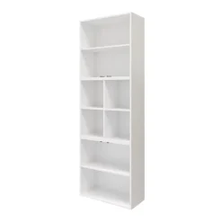 Bibliothèque semi ouverte blanche 4 portes 2 tiroirs GoodHome Atomia H. 225 x L. 75 x P. 37 cm