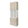 Bibliothèque semi ouverte effet chêne et blanche 4 portes 2 tiroirs GoodHome Atomia H. 225 x L. 75 x P. 37 cm