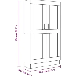 Bibliothèque Sonoma gris 82,5x30,5x150 cm Bois d'ingénierie vidaXL