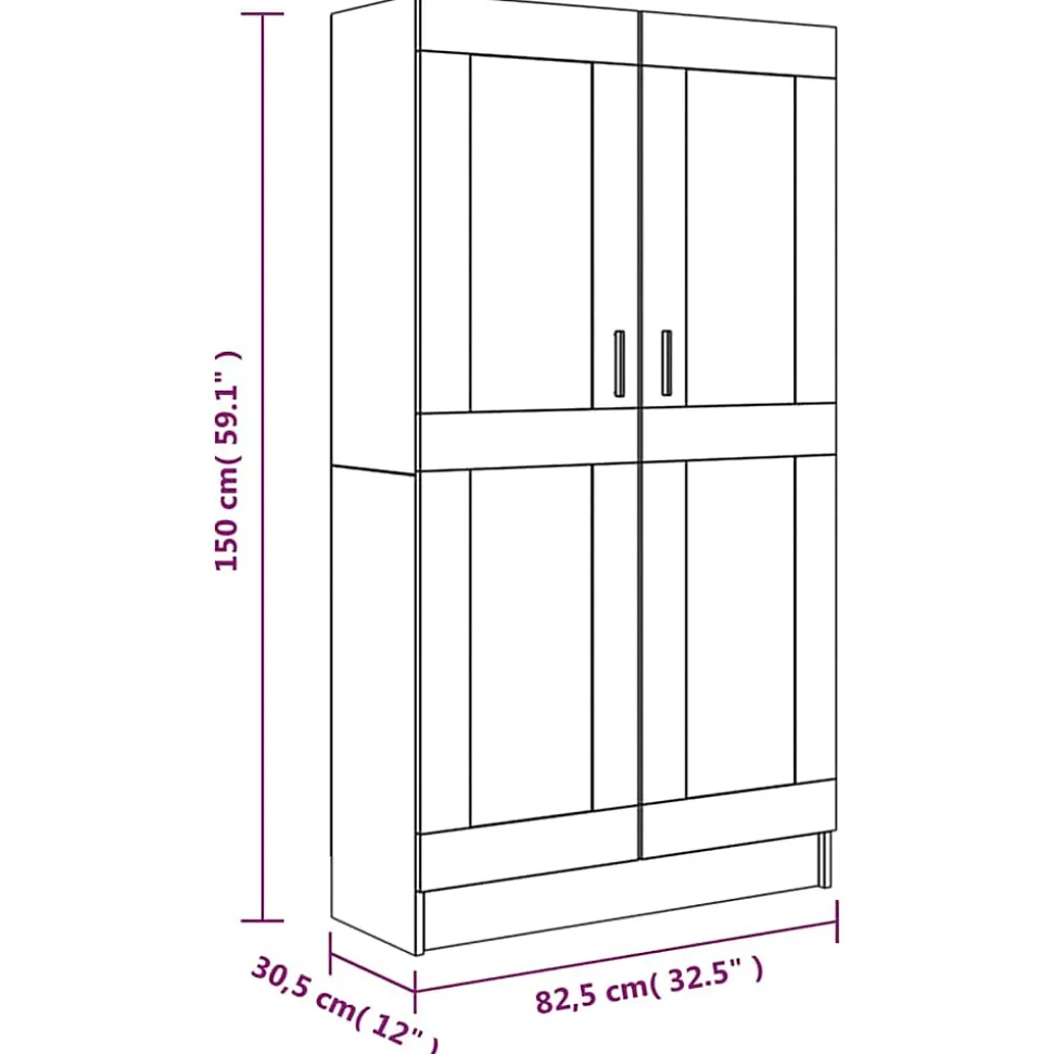 Bibliothèque Sonoma gris 82,5x30,5x150 cm Bois d'ingénierie vidaXL