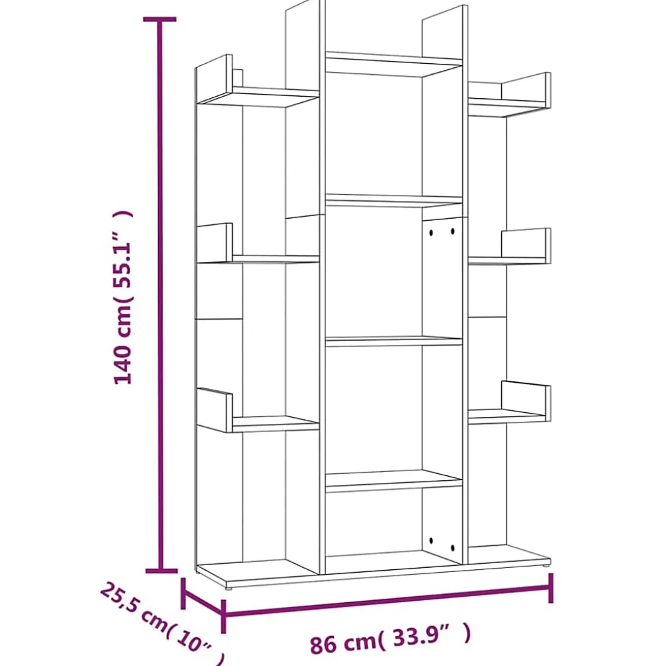 Bibliothèque Sonoma gris 86x25,5x140 cm Bois d'ingénierie vidaXL