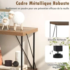 Bibliothèque Étagère à 2 Niveaux Ouverte Cadre Métallique Robuste Style Industriel pour Salon Bureau