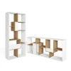 Bibliothèque étagère asymétrique 8 compartiments 67x31x162cm Blanc et Chêne