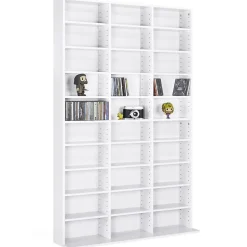 Bibliothèque étagère CD CEYLIA 30 cases avec étagères modulables bois blanc