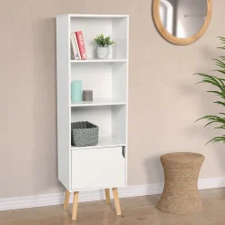 Bibliothèque étagère de rangement colonne EMMIE scandinave blanc