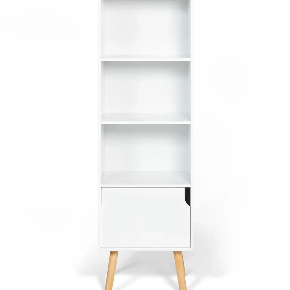 Bibliothèque étagère de rangement colonne EMMIE scandinave blanc