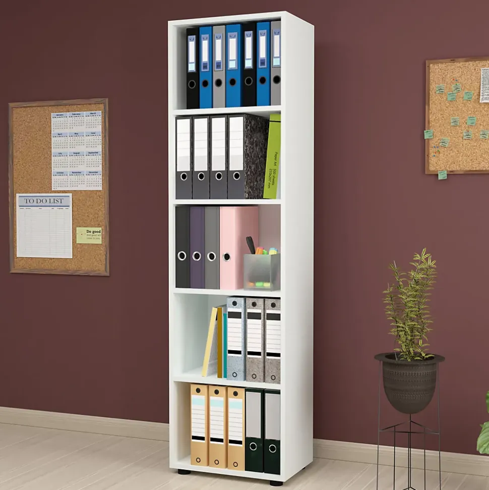 Bibliothèque Vara à 5 niveaux 178 x 49 x 30 cm blanc en.casa