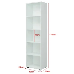 Bibliothèque Vara à 5 niveaux 178 x 49 x 30 cm blanc en.casa