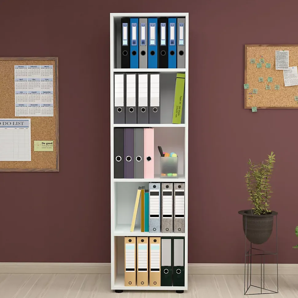 Bibliothèque Vara à 5 niveaux 178 x 49 x 30 cm blanc en.casa