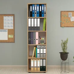 Bibliothèque Vara à 5 niveaux 178 x 49 x 30 cm effet chêne en.casa