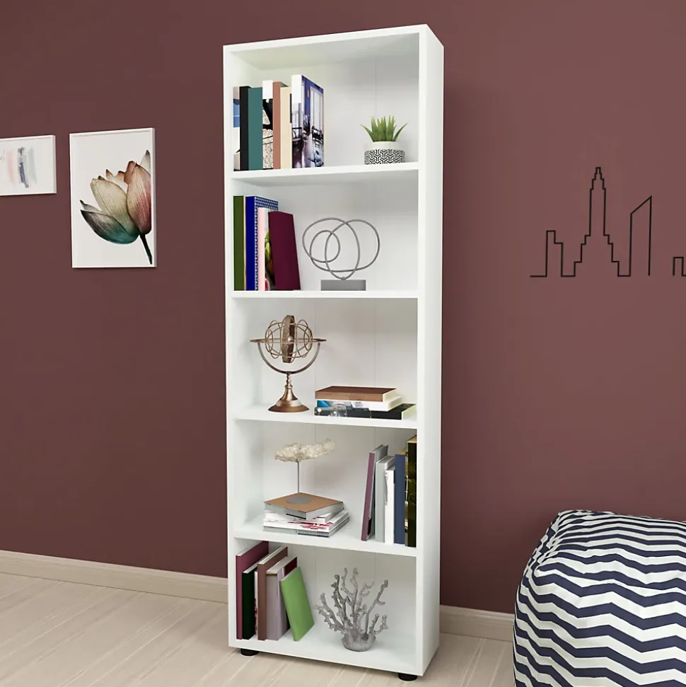 Bibliothèque Vara à 5 niveaux 172 x 55 x 20 cm blanc en.casa