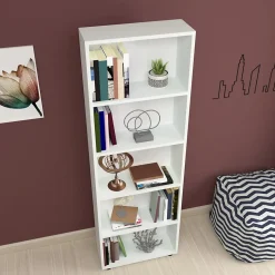 Bibliothèque Vara à 5 niveaux 172 x 55 x 20 cm blanc en.casa