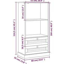 Bibliothèque VIGO 60x35x114,5 cm bois massif de pin vidaXL